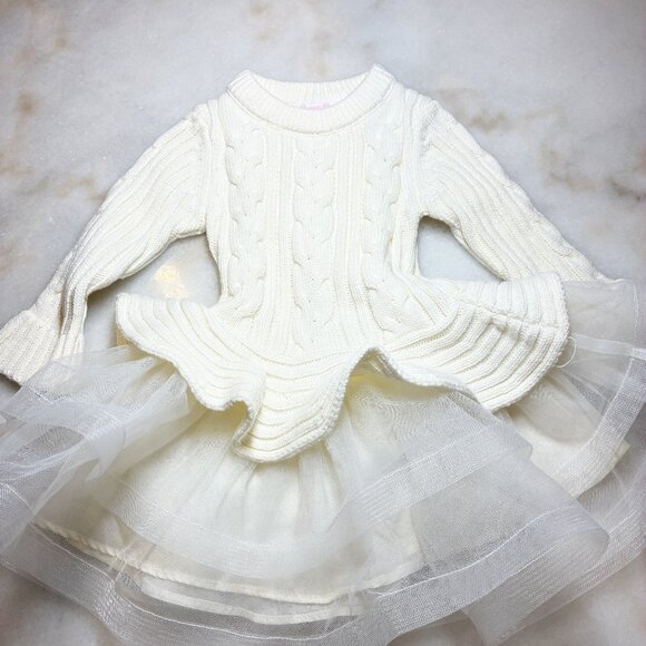 Bonnie Baby Cream/Vanilla Sweater Toddler Dress Size 18 M - Picture 1 of 4